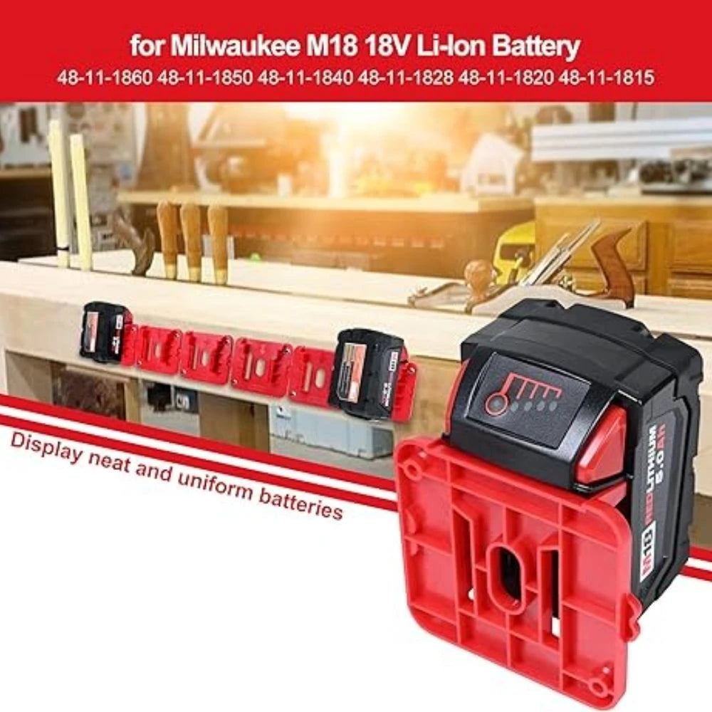 1-15Pcs Battery Holder Wall Mount for Dewalt/Makita/Milwaukee Holder Battery Storage Rack 14.4V 18V for Warehouse, Factory