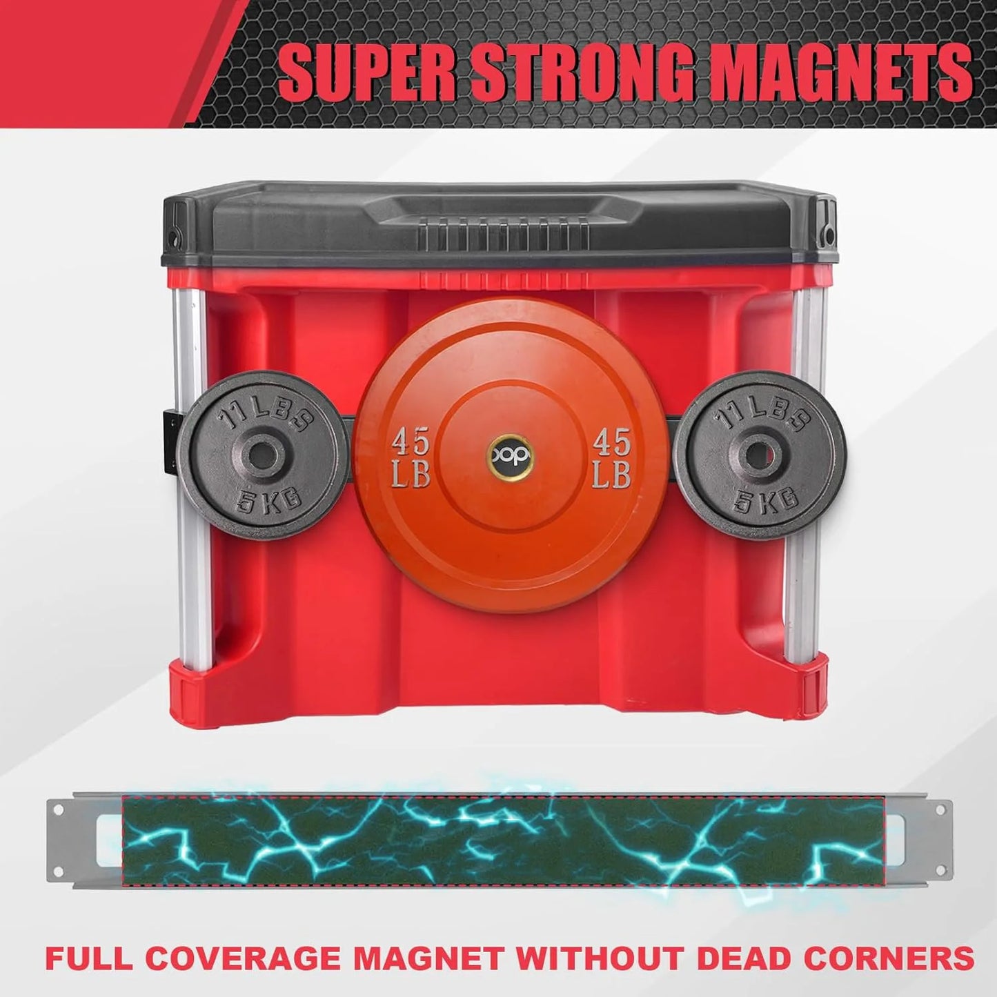 Powerful Magnetic Bar Mount Fits for Milwaukee Packout Toolbox, Tool Holder Strip Work on Packout Rails, Keeping Tools Handy