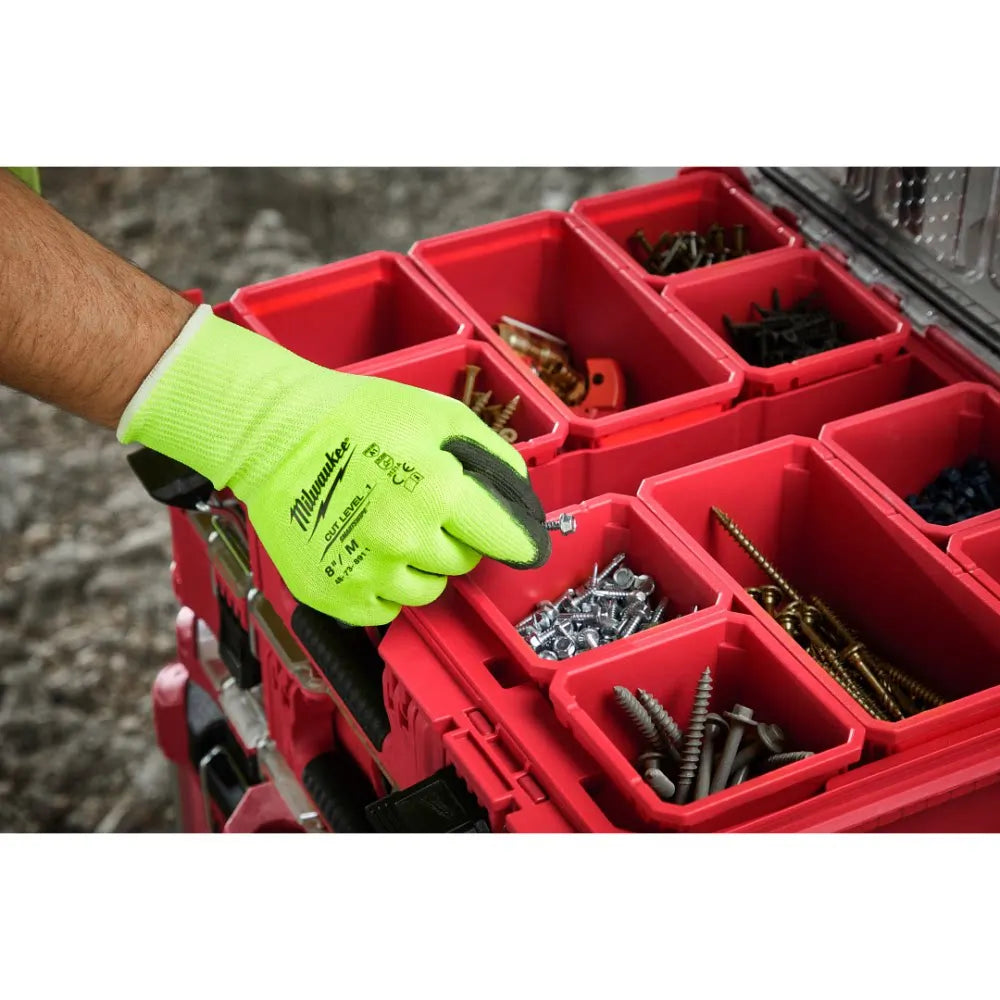 Milwaukee 48-73-8911 High-Visibility Work Gloves Heavy-Duty Grip Safety Gloves for Construction & Night Work