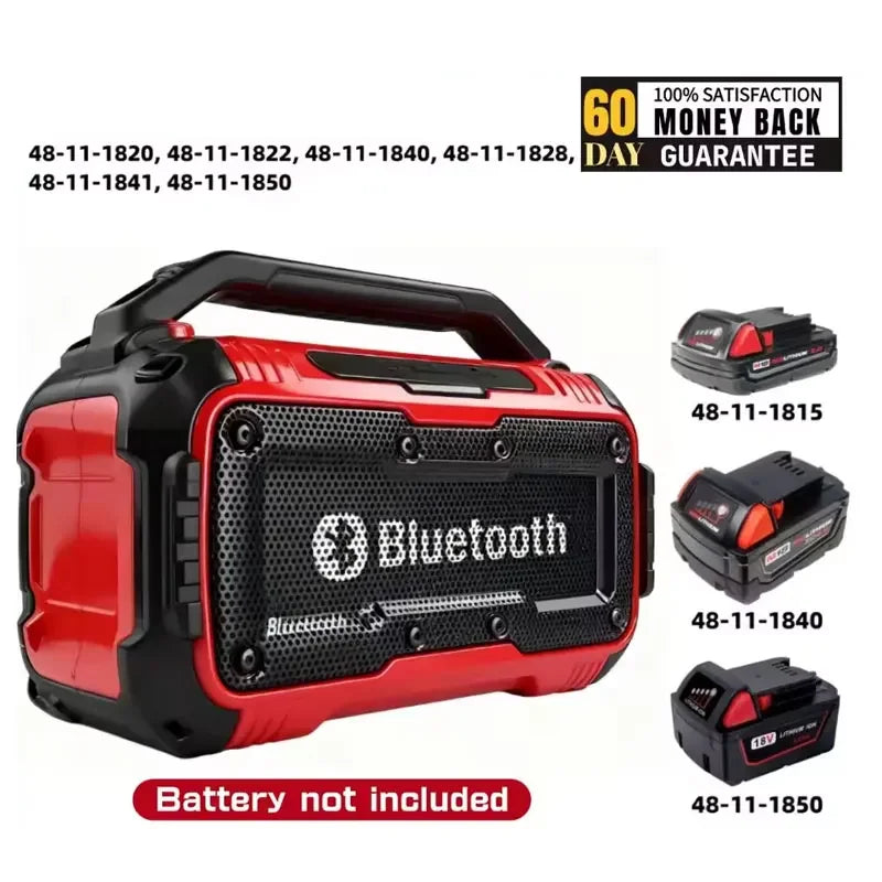 3D Stereo Outdoor Speaker Bluetooth Speaker Wireless Bluetooth Subwoofer Loudspeaker Stereo Surround For Milwaukee 18V Battery