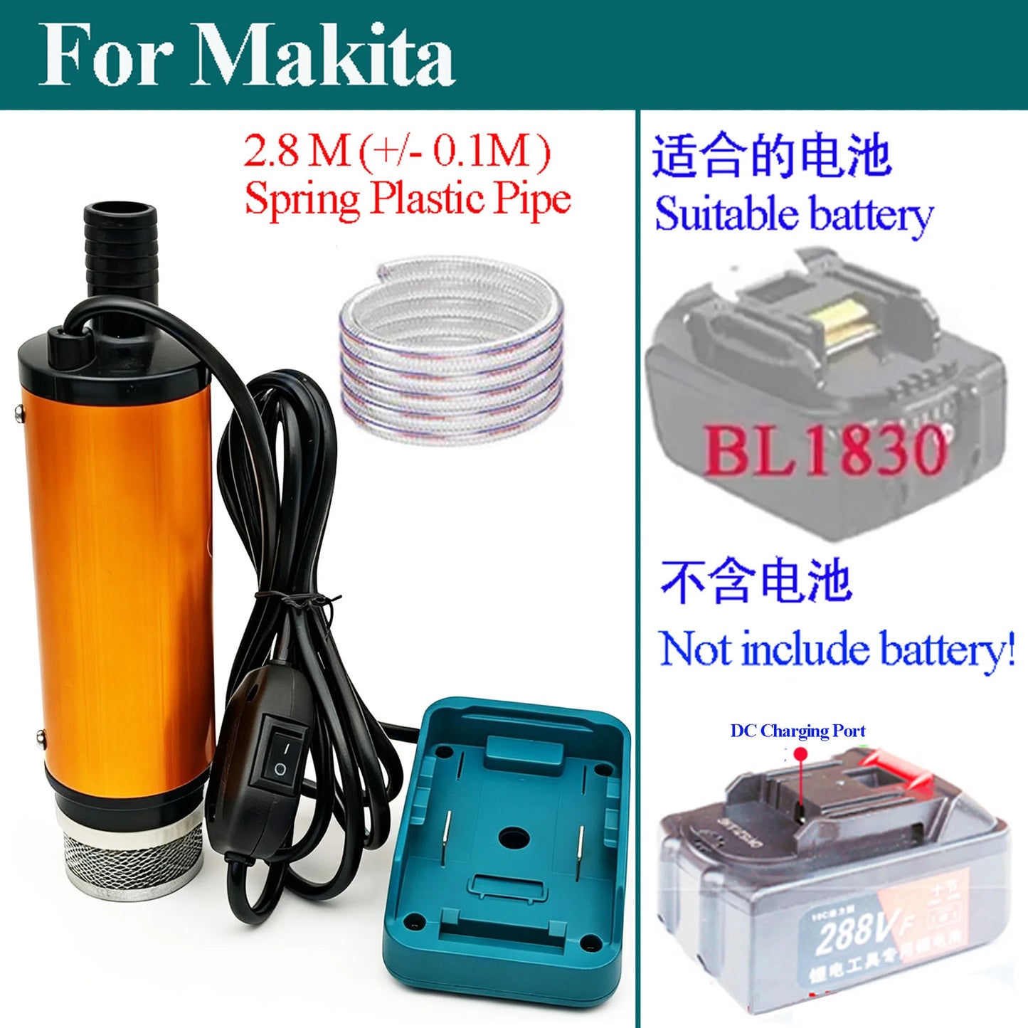 For Makita For Dewalt For Milwaukee For Bosch 18V Lithium Ion Battery Portable Suction Water Pump Oil Well Machine Drainage Pump