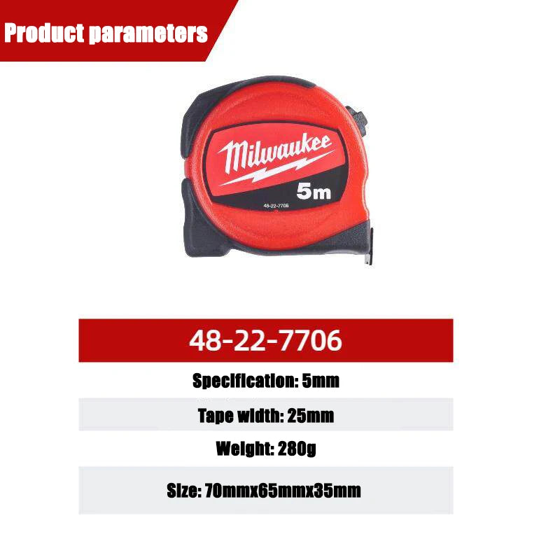 Milwaukee SLIMLINE 5m and 8m tape measures, manual tool measuring tool accessories tape measure 48-22-7706/48-22-7708