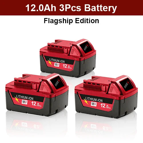For Milwaukee M18 12.0Ah Battery XC 12000mAh Replacement for 48-11-1860 M18B5 18V Li-ion Cordless Power Tool High Capacity18650