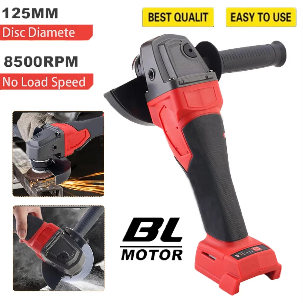 125mm Brushless Electric Angle Grinder 3 Gears Cordless Grinder Cutting Machine Power Tool For Milwaukee 18V Battery Pin
