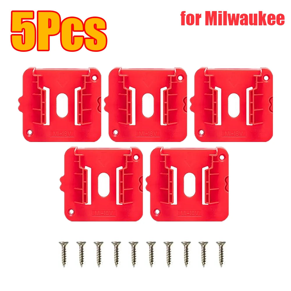 1-15Pcs Battery Holder Wall Mount for Dewalt/Makita/Milwaukee Holder Battery Storage Rack 14.4V 18V for Warehouse, Factory