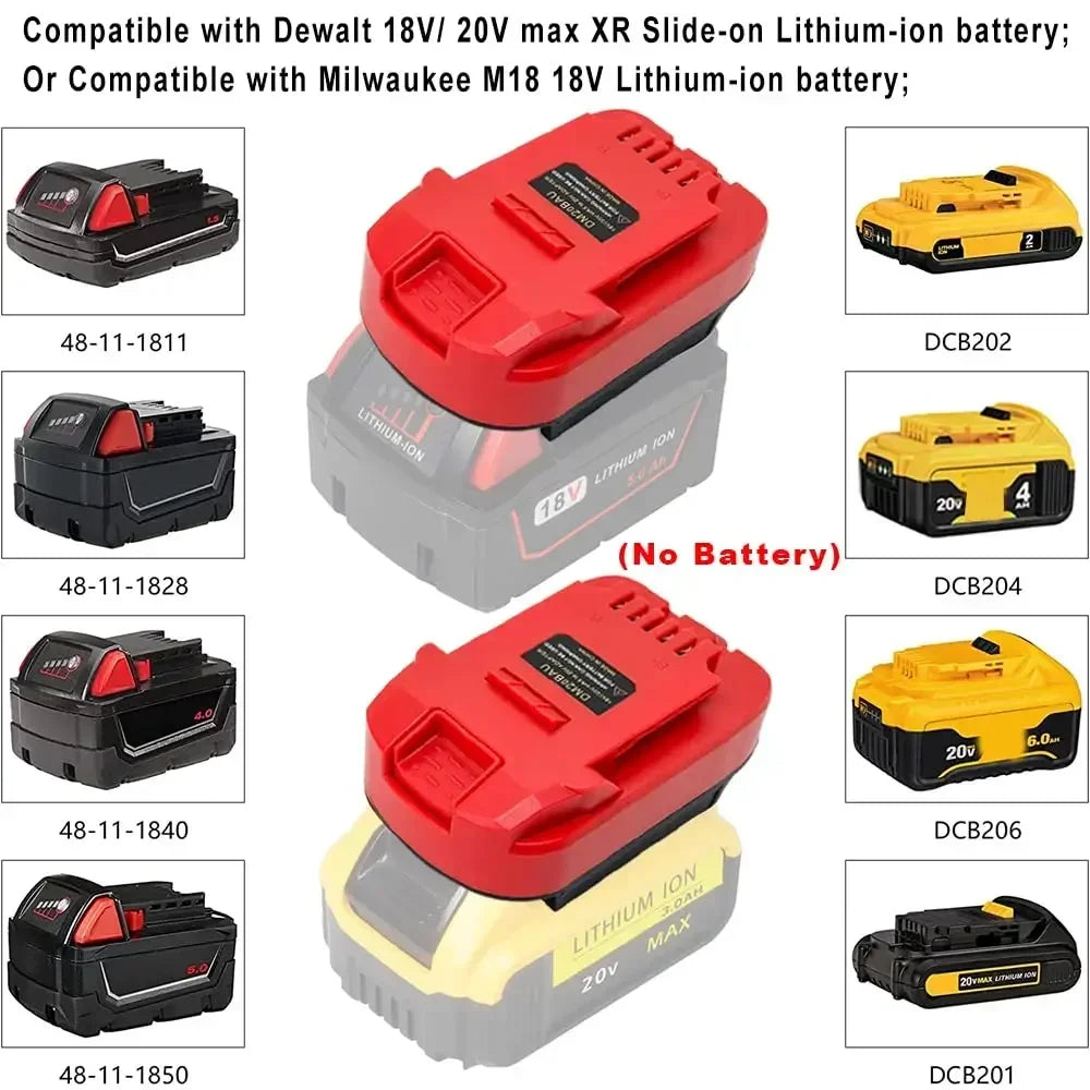 Battery Adapter Converter DM20BAU for Bauer 20V Cordless Tools for DeWalt 20V MAX and Milwaukee 18V M18 Lithium-ion Battery