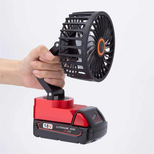 Suitable for Milwaukee 18/20V Lithium Battery Adapter Cordless Fan Portable Multi-angle Workshop on-site Fan Power Tool