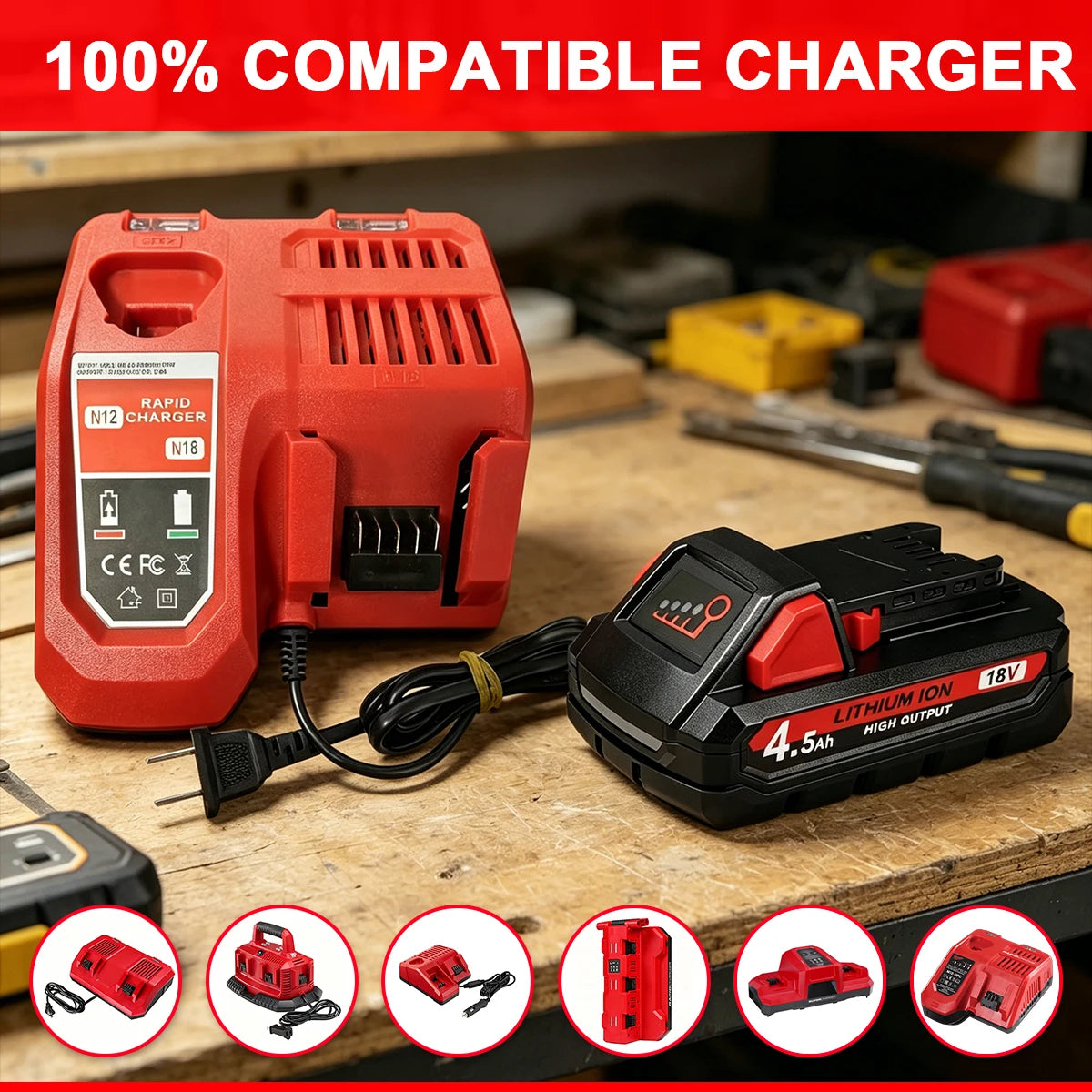 Suitable for Milwaukee M18 batteries, 18V 4.5Ah 21700 cells, XC18 48-11-1860, New In Pack, portable tools.