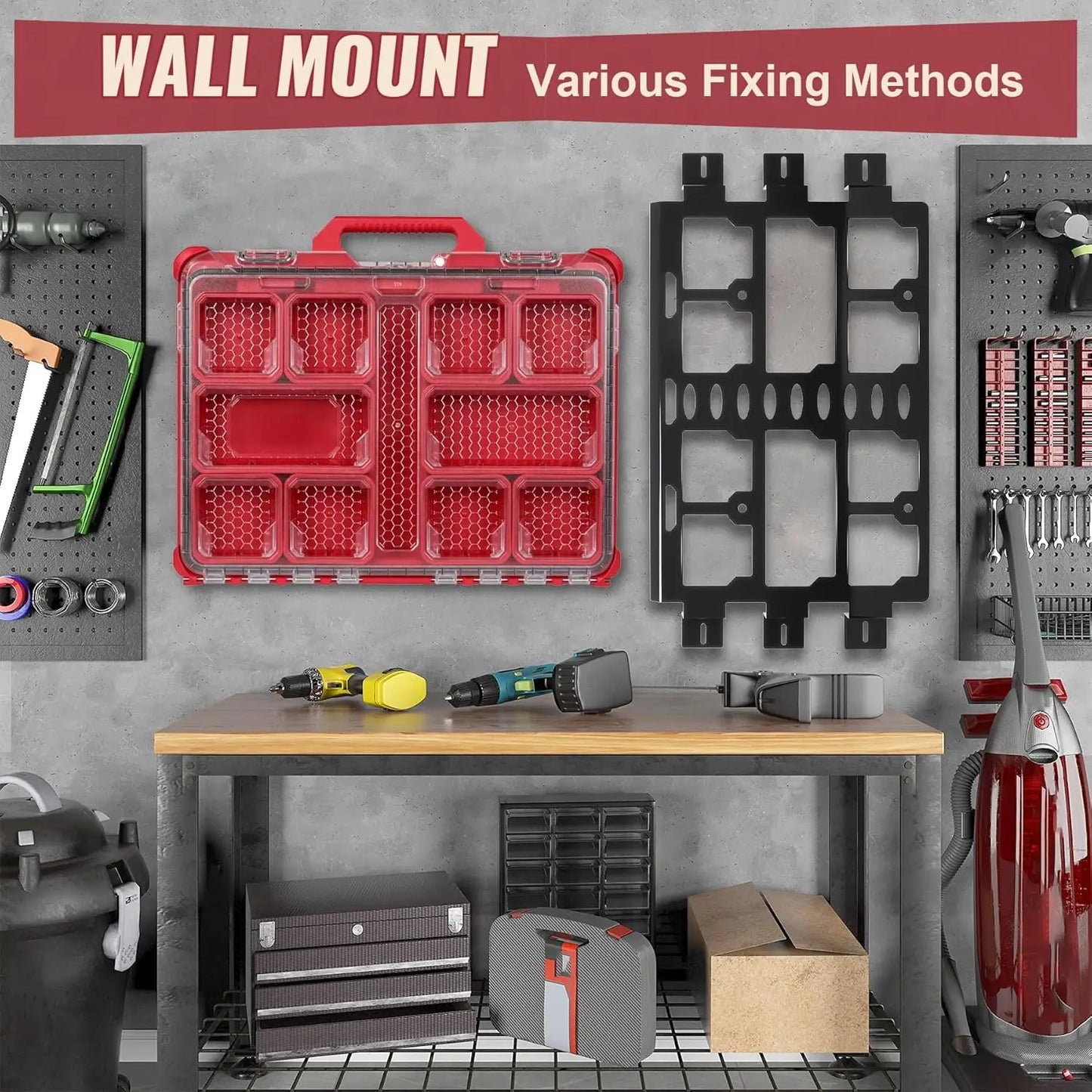 Heavy Duty Carbon Steel Packout Mounting Plate for Milwaukee Packout Toolbox, Wall or Floor Mounting Base, for Tool Organization