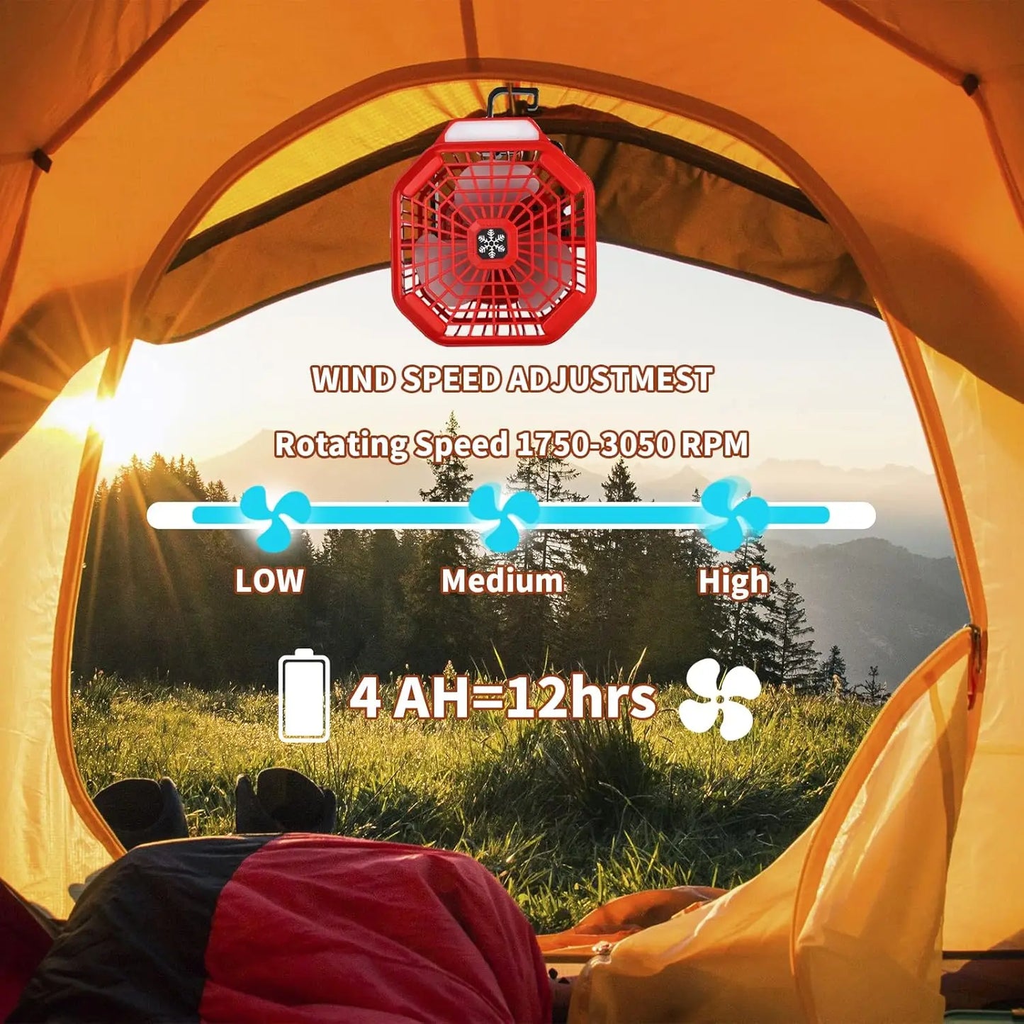 Cordless Fan with Remote Dimmable LED Light  3 Speeds Camping Fan for 18V Makita/Dewalt/Bosch Milwaukee /Black Decker /craftsman