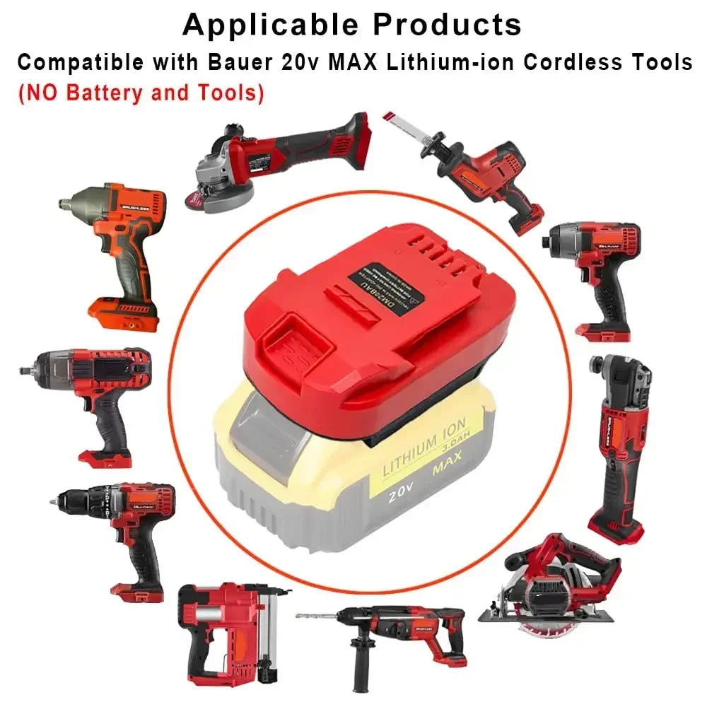 Battery Adapter Converter DM20BAU for Bauer 20V Cordless Tools for DeWalt 20V MAX and Milwaukee 18V M18 Lithium-ion Battery