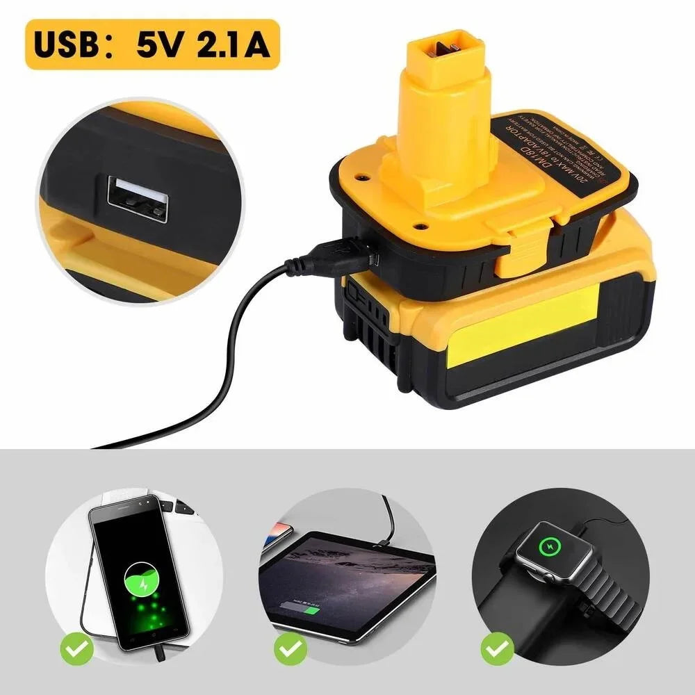 DM18D Battery Adapter Convert for Dewalt 20V for Milwaukee 18V Lithium-Ion Battery To for Dewalt 18V NiCad NiMh Battery with USB