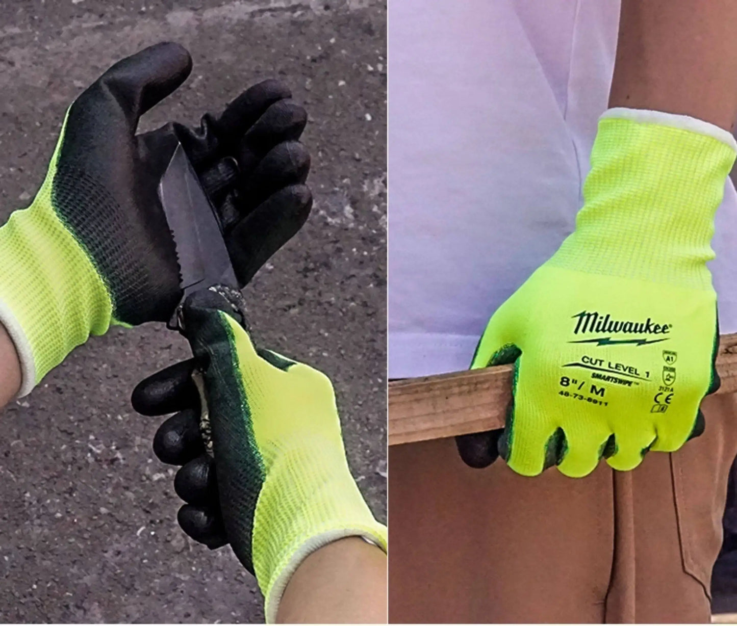 Milwaukee 48-73-8911 High-Visibility Work Gloves Heavy-Duty Grip Safety Gloves for Construction & Night Work