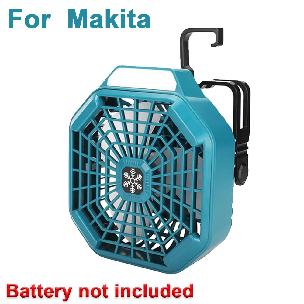 Cordless Fan with Remote Dimmable LED Light  3 Speeds Camping Fan for 18V Makita/Dewalt/Bosch Milwaukee /Black Decker /craftsman
