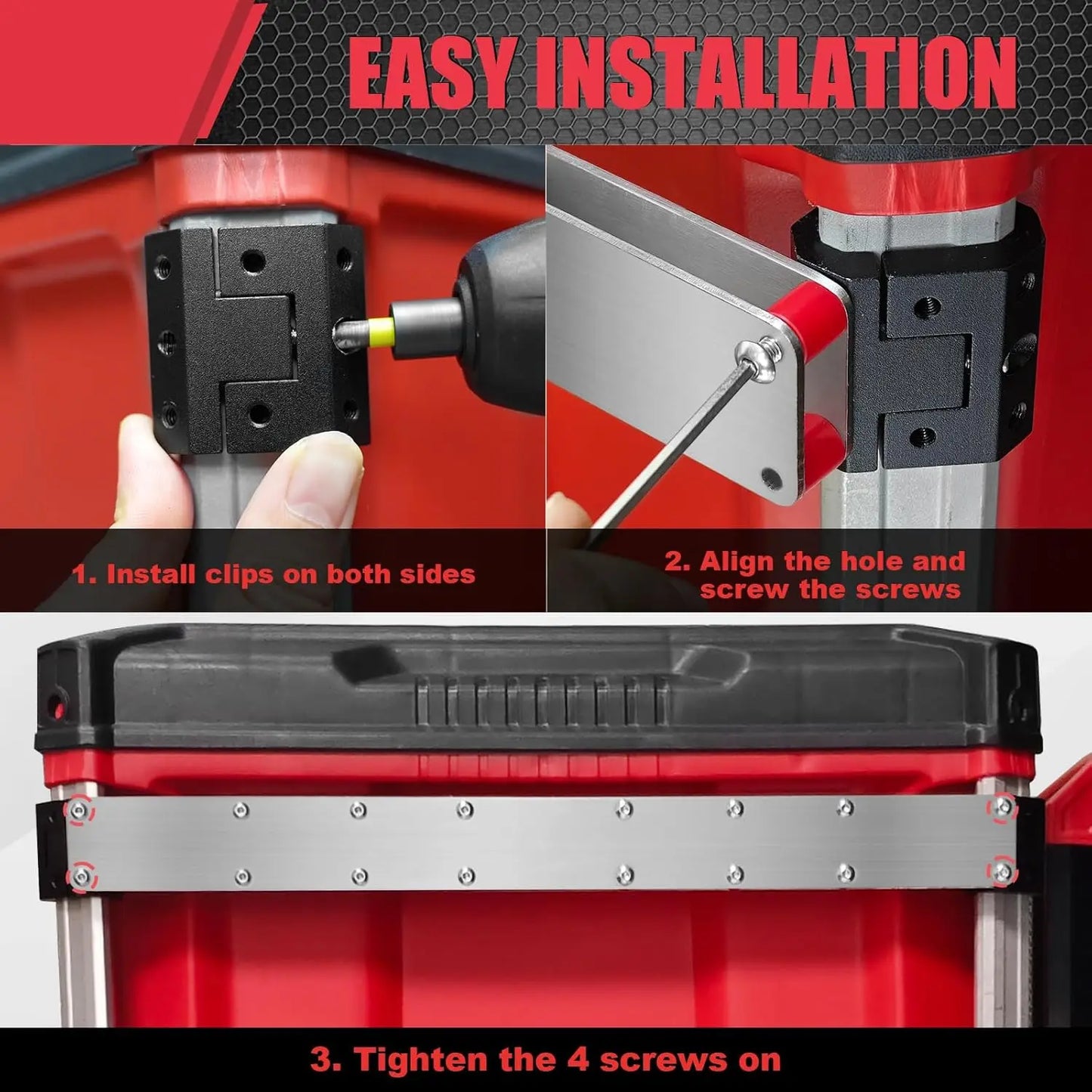 Power Drill Holder Fits for Milwaukee Packout Toolbox,Tape Measure Tool holder,Hanging Screwdrivers, Wrenches on The Side