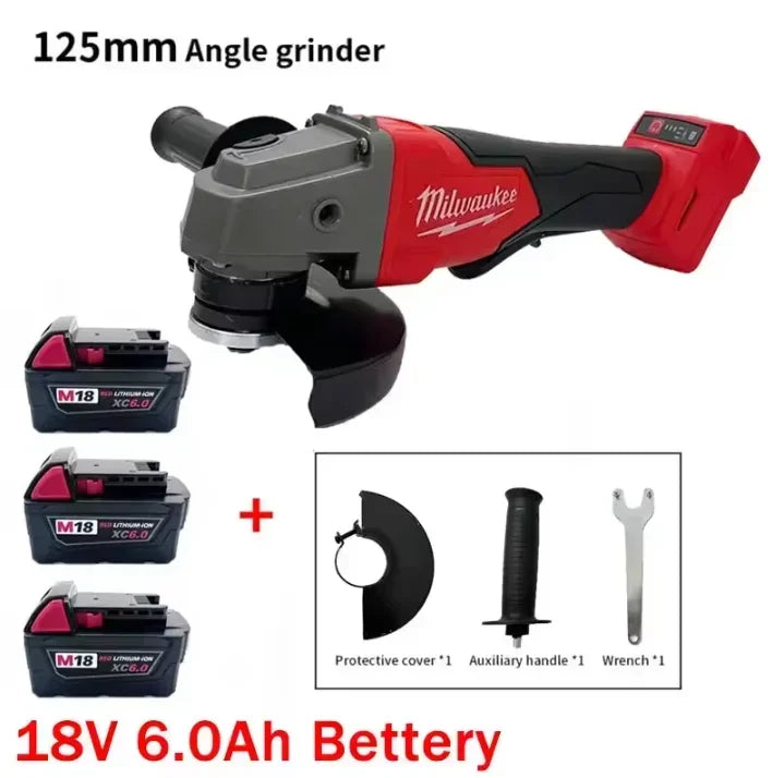 2025 Milwaukee 125mm Brushless Angle Grinder Polishing Cutting Machine No-Lock Paddle Switch Electric Cordless Power Tools