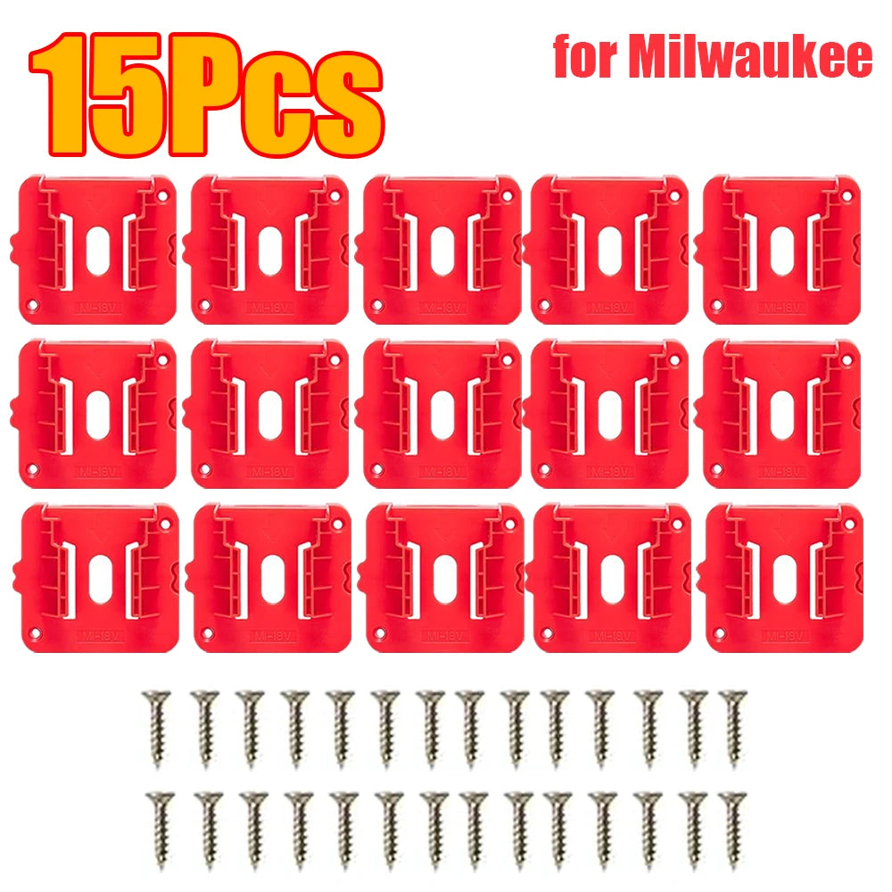 1-15Pcs Battery Holder Wall Mount for Dewalt/Makita/Milwaukee Holder Battery Storage Rack 14.4V 18V for Warehouse, Factory