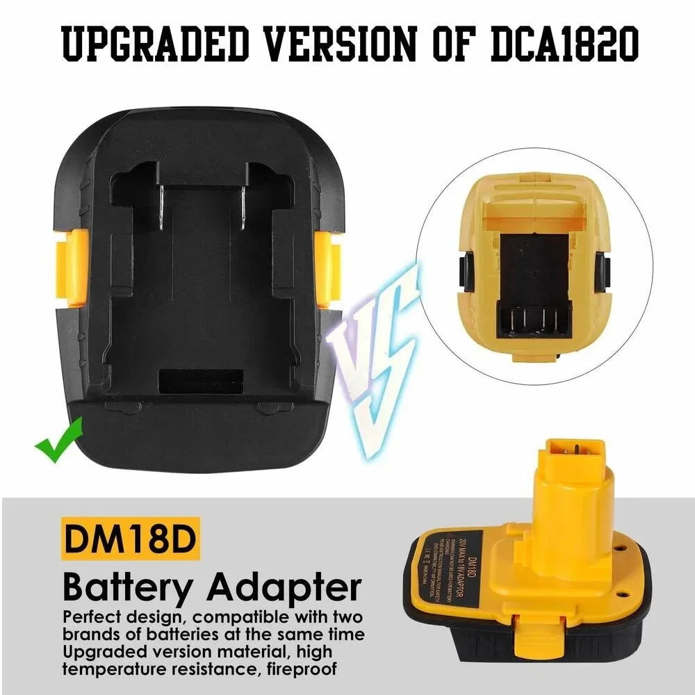 DM18D Battery Adapter Convert for Dewalt 20V for Milwaukee 18V Lithium-Ion Battery To for Dewalt 18V NiCad NiMh Battery with USB