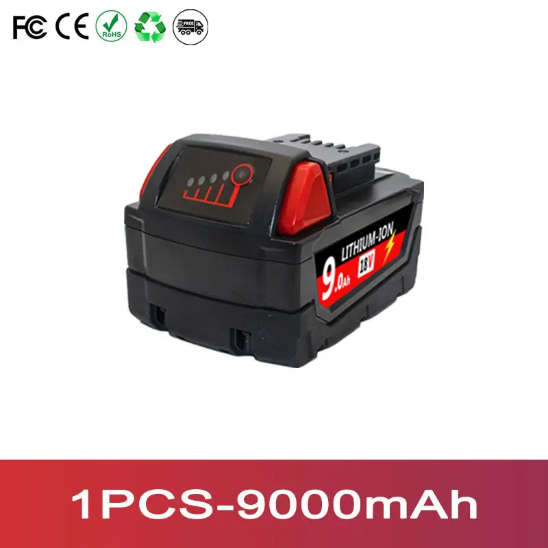 100% Compatible with Milwaukee M18 Tools Fits all M18 cordless tools 6000Ah/9000Ah/12000Ah replaces M18B5&48-11-1860 batteries