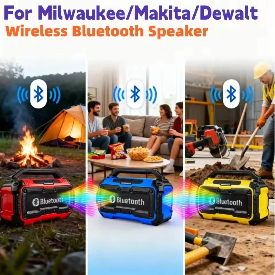 3D Stereo Outdoor Speaker Bluetooth Speaker Wireless Bluetooth Subwoofer Loudspeaker Stereo Surround For Milwaukee 18V Battery