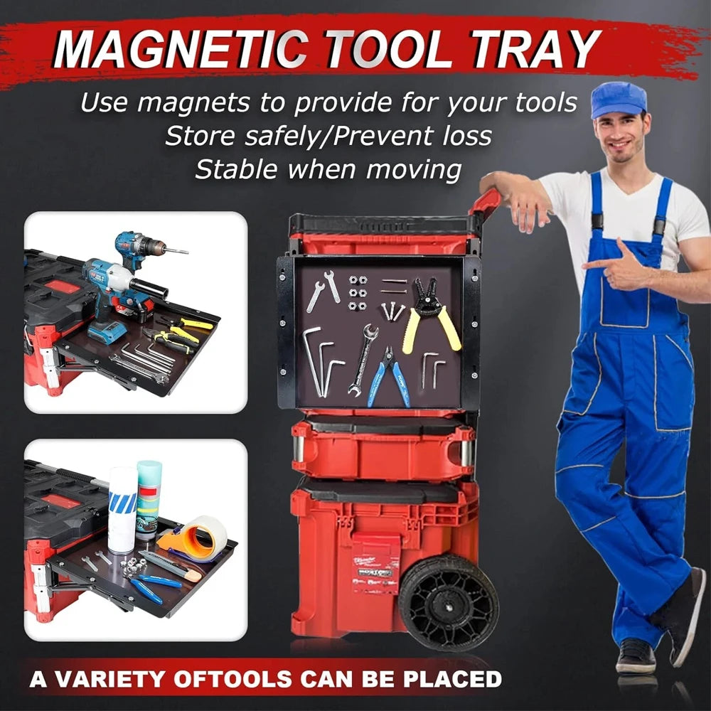 Folding Magnetic Table Fits for Milwaukee Packout Toolbox Powerful Magnetic Tool Tray Side(Tools are not included )