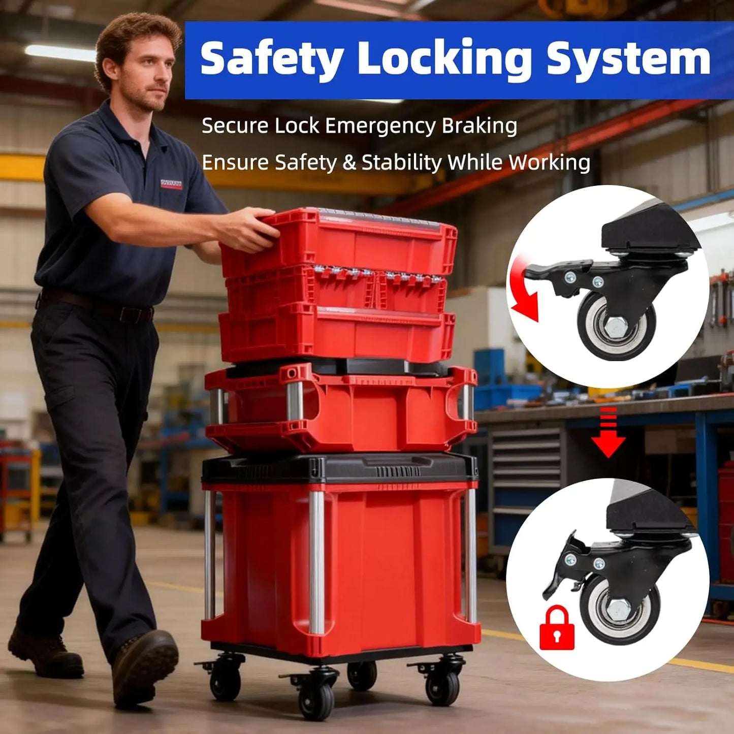 Tool Box Dolly Compatible with Milwaukee Packout Toolbox with Locking Casters