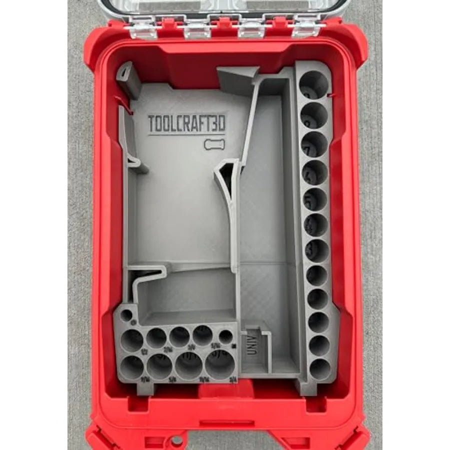 ToolCraft3d Design 3d Printed Insert Designed for Milwaukee Packout Organizer and GEN2 M12 Stubby 3/8" Impact Fits Boot Insert