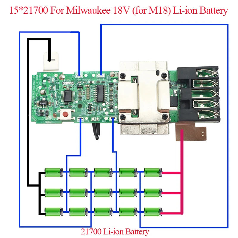 15*21700 Li-ion Battery Plastic Case Charging Protection Board Box Shell For Milwaukee For M18 18V 12Ah Lithium Battery Housing