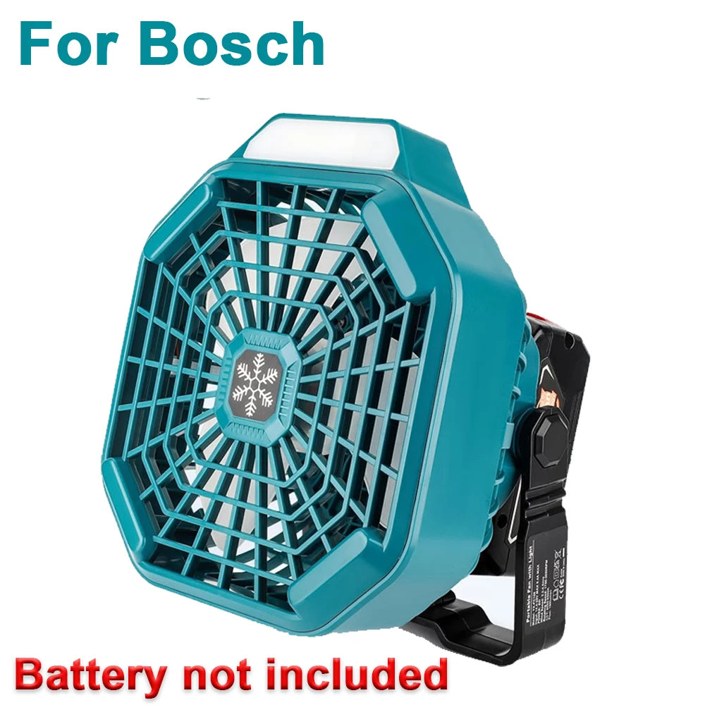 Cordless Fan with Remote Dimmable LED Light  3 Speeds Camping Fan for 18V Makita/Dewalt/Bosch Milwaukee /Black Decker /craftsman
