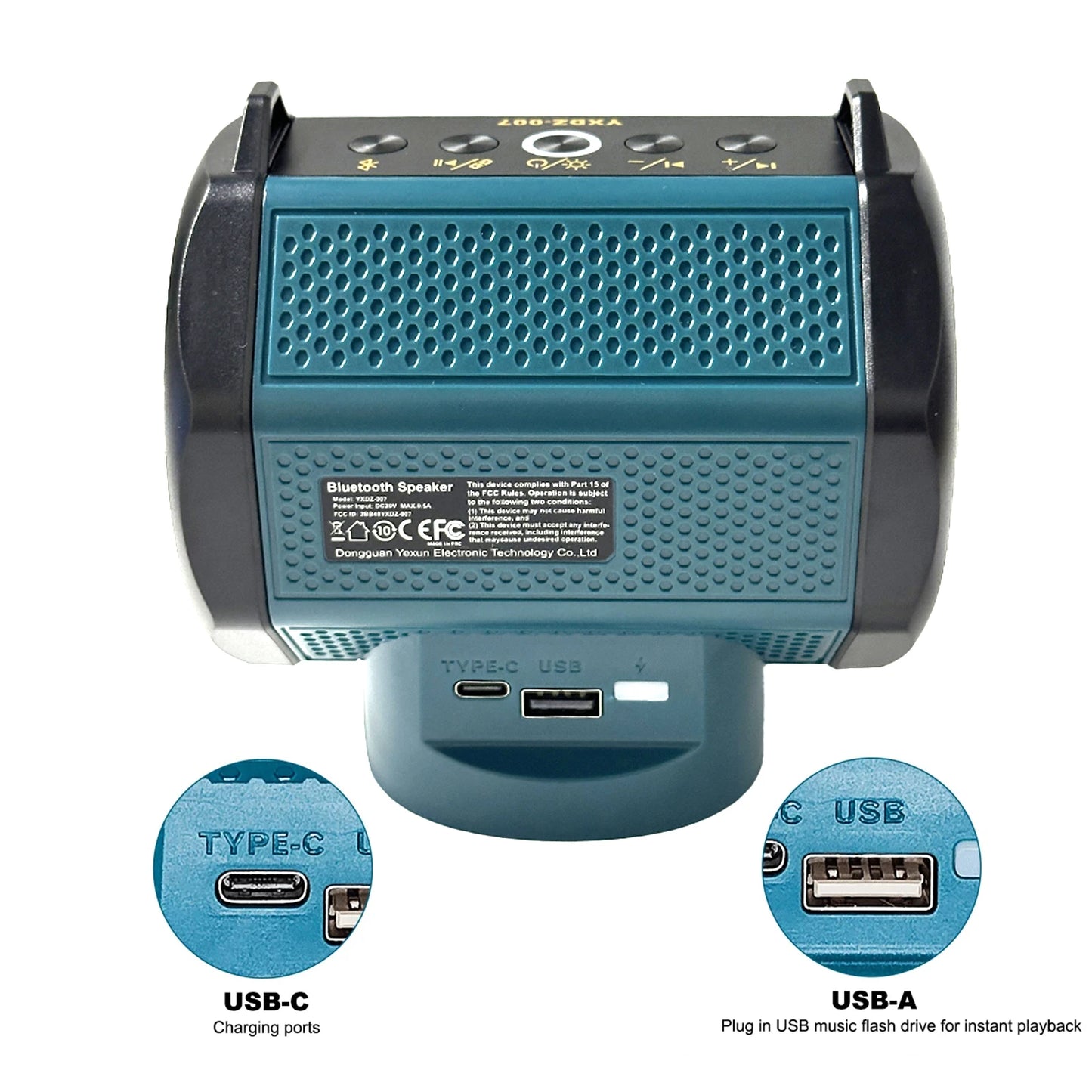 NEW Bluetooth Speaker For Milwaukee/Makita/Dewalt/Bosch 18V 20V Battery With USB Type-C Port Charge Player Loudspeaker Amplifier