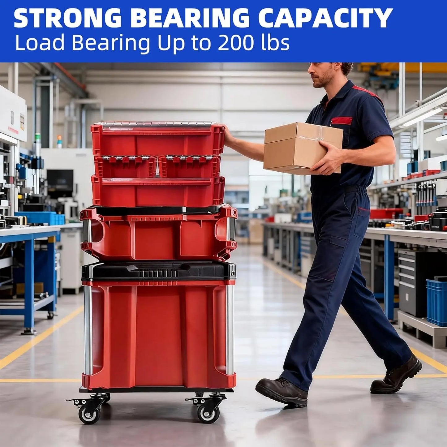 Tool Box Dolly Compatible with Milwaukee Packout Toolbox with Locking Casters