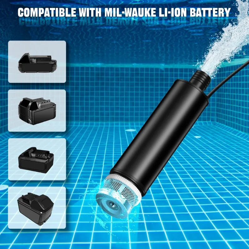 Portable Cordless Submersible Pump for Makita/Milwaukee/Ryobi 18/20V Lithium Batteries Multi-purpose Submersible Pump for Garden