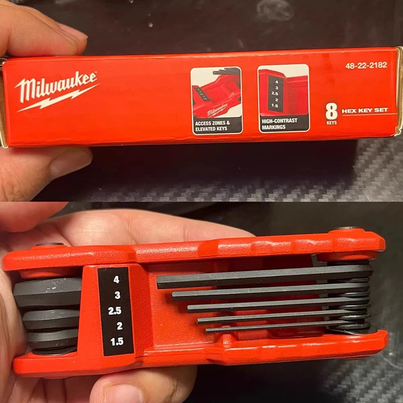 Milwaukee 48-22-2182 8-Key Folding Hex Key Set Metric Mini Portable 270 ° Adjustable Wrench